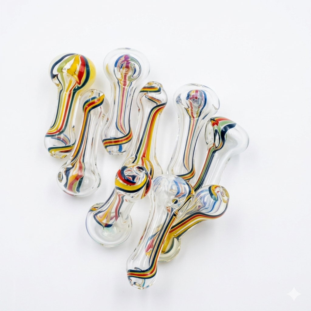 Glass Pipe With Stripes Small Series (GP-199) | Item No: N/A
