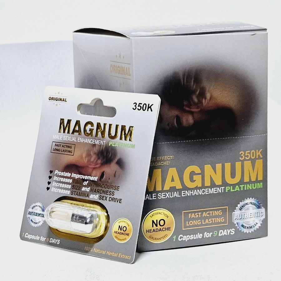 Magnum 350K Platinum Capsule – Individually Sealed Adult Supplement Pack| Item No.: 1398