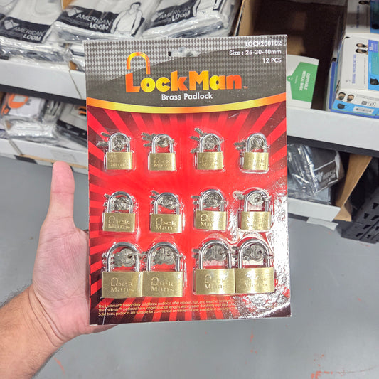 Lockman brass padlock Small 12 pcs per pack | Item no.: