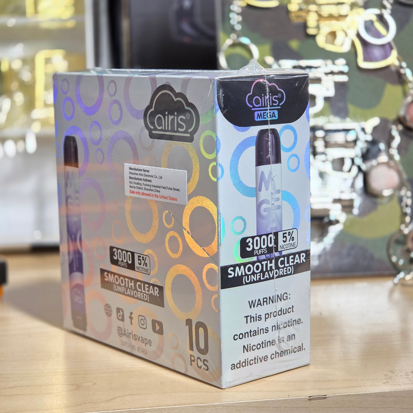 Airis Mega 3000 Puffs 5ml Smooth Clear 5% (10 pk)