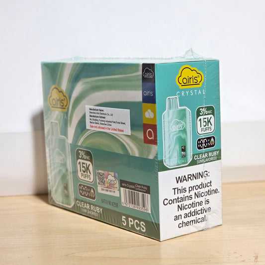 Airis Crystal 15000 Puffs 12ml Ruby Clear 3% (5 pk)
