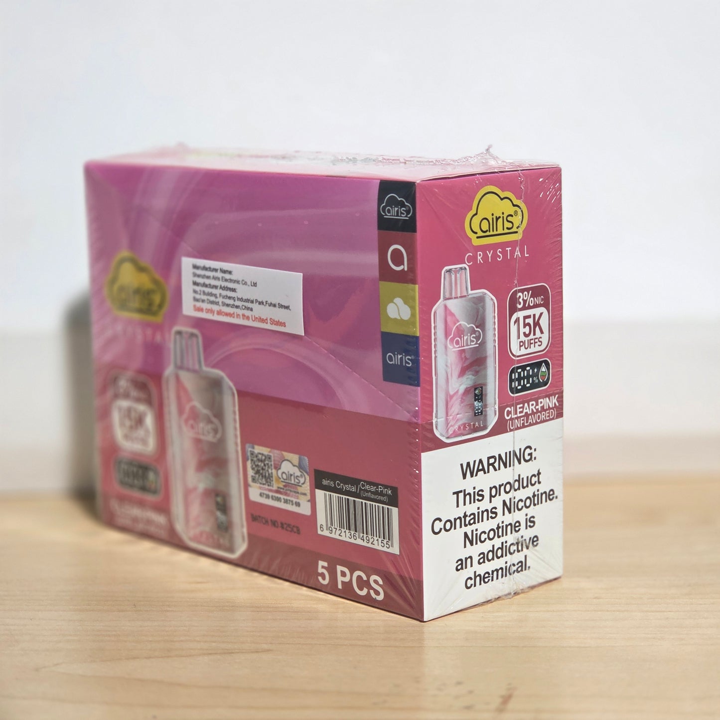 Airis Crystal 15000 Puffs 12ml Pink Clear 3% (5 pk)