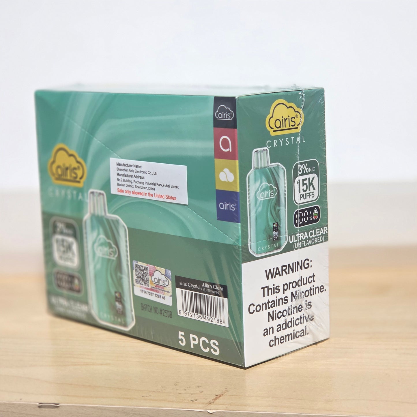 Airis Crystal 15000 Puffs 12ml Ultra Clear 3% (5 pk)