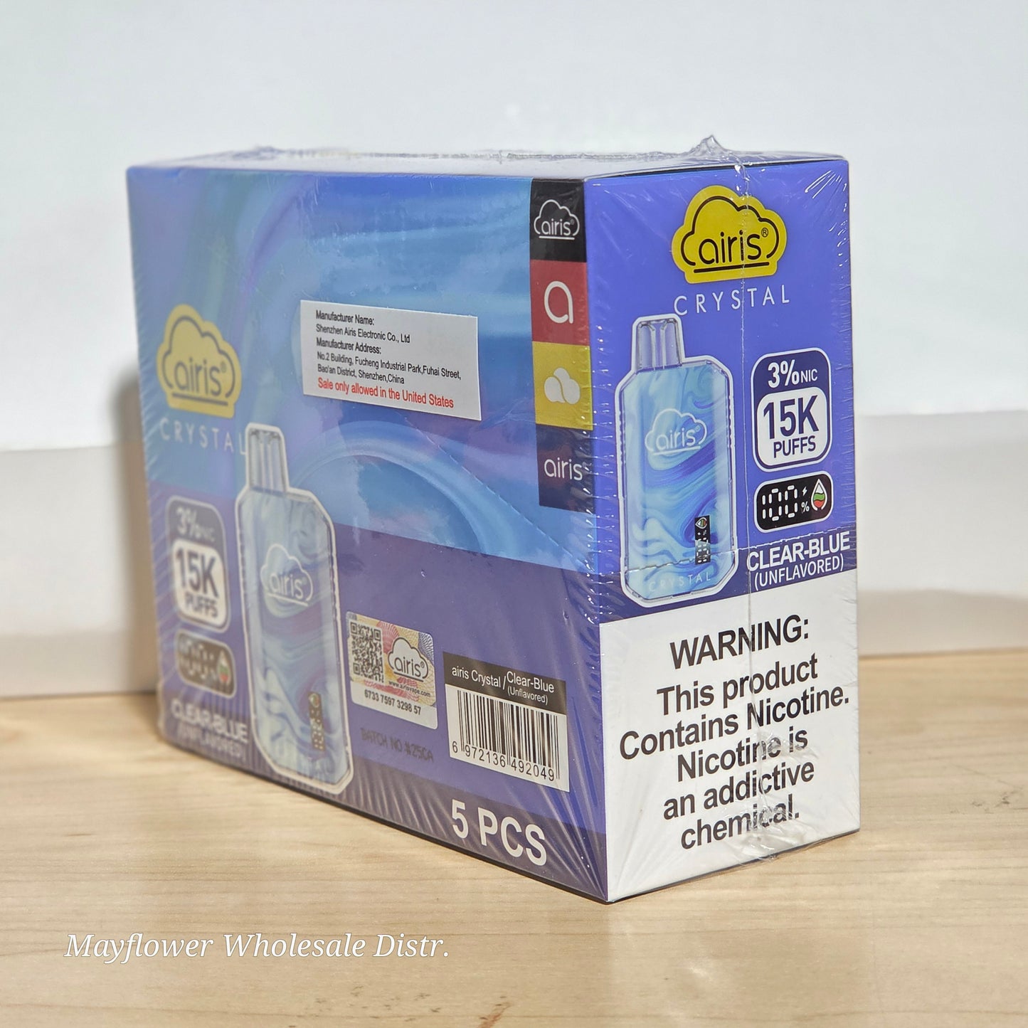 Airis Crystal Blue 15000 Puffs 12ml Clear 3% (5 pk)
