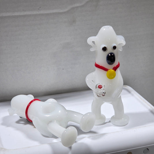 Glass Pipe Art White Puppy | Item No: 3252