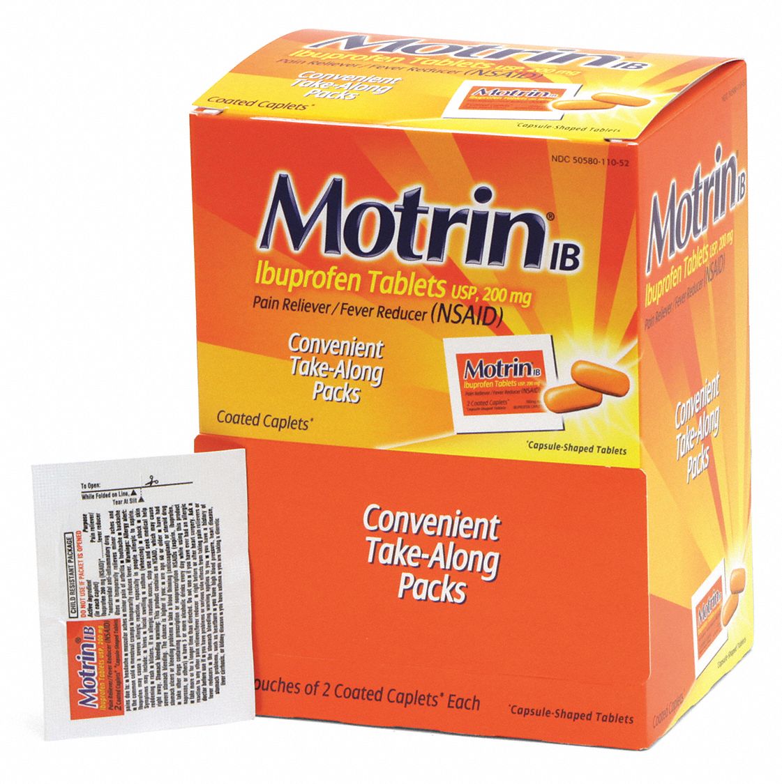 Motrin IB, Unit Dose Box of 100 (50 Packs of 2) | Item No: 50