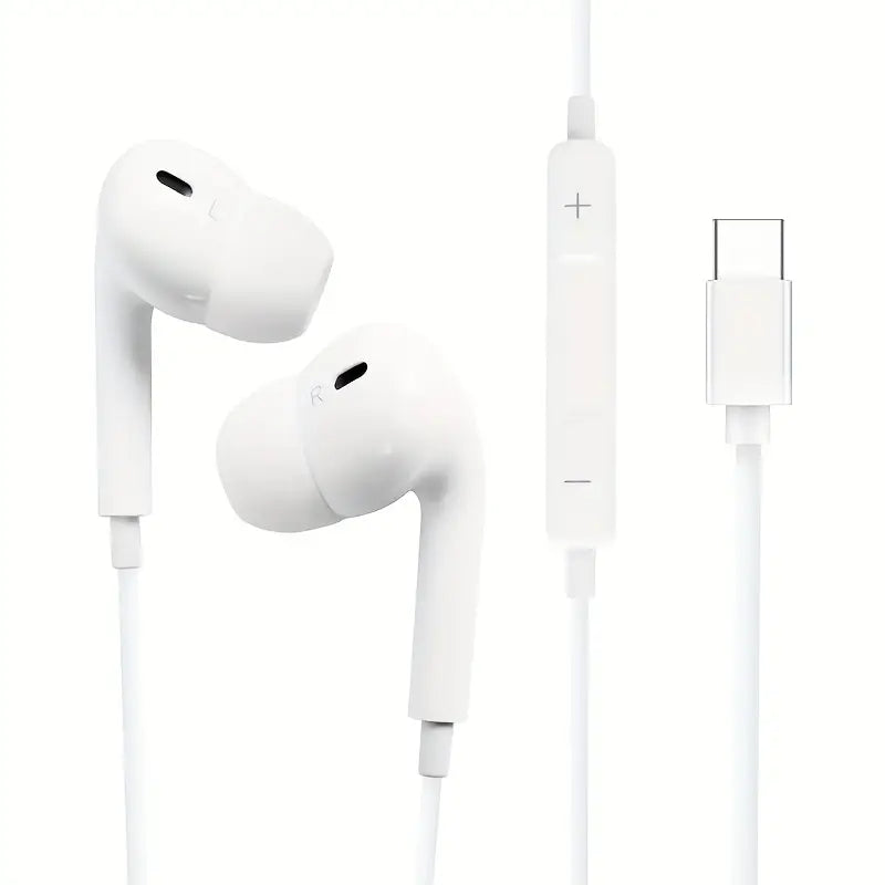 USB-C Wired In-Ear Earphones with Microphone & Volume Control – White | Item no.: 3450