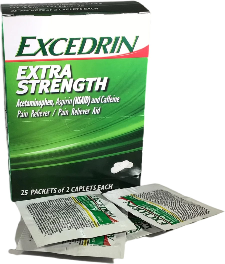 Excedrin Extra Strength Caplets 25 Packets of 2 | Item No.: 681