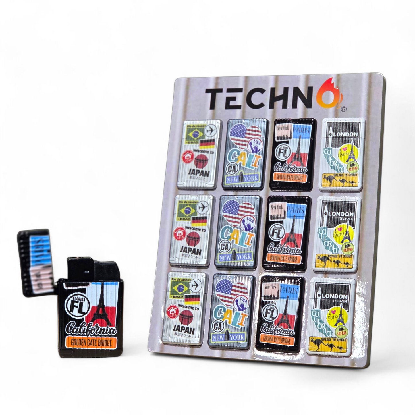 Techno Flip Top Lighter 12ct | Item no.: N/A