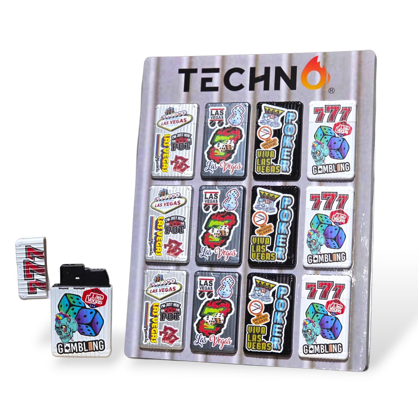 Techno Gamble Flip Top Lighter 12ct | Item no.: N/A