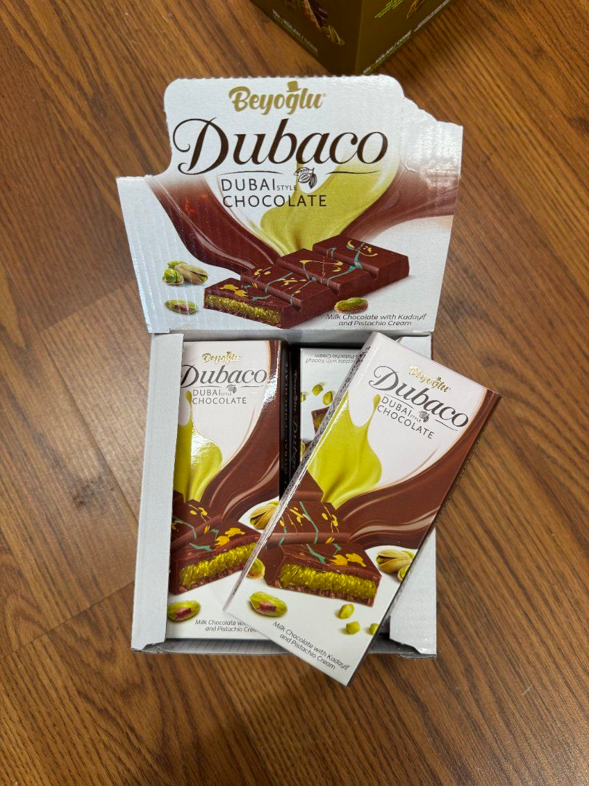 PREMIUM DUBAI CHOCOLATE MILK CHOCOLATE WITH PISTACHIO CREAM 6pcs 95 GR