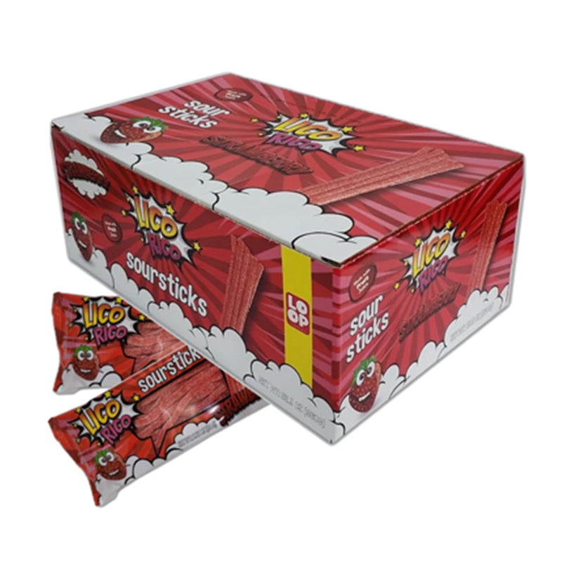 Lico Rico Strawberry Sour Stick 2.82oz (80g) 12ct