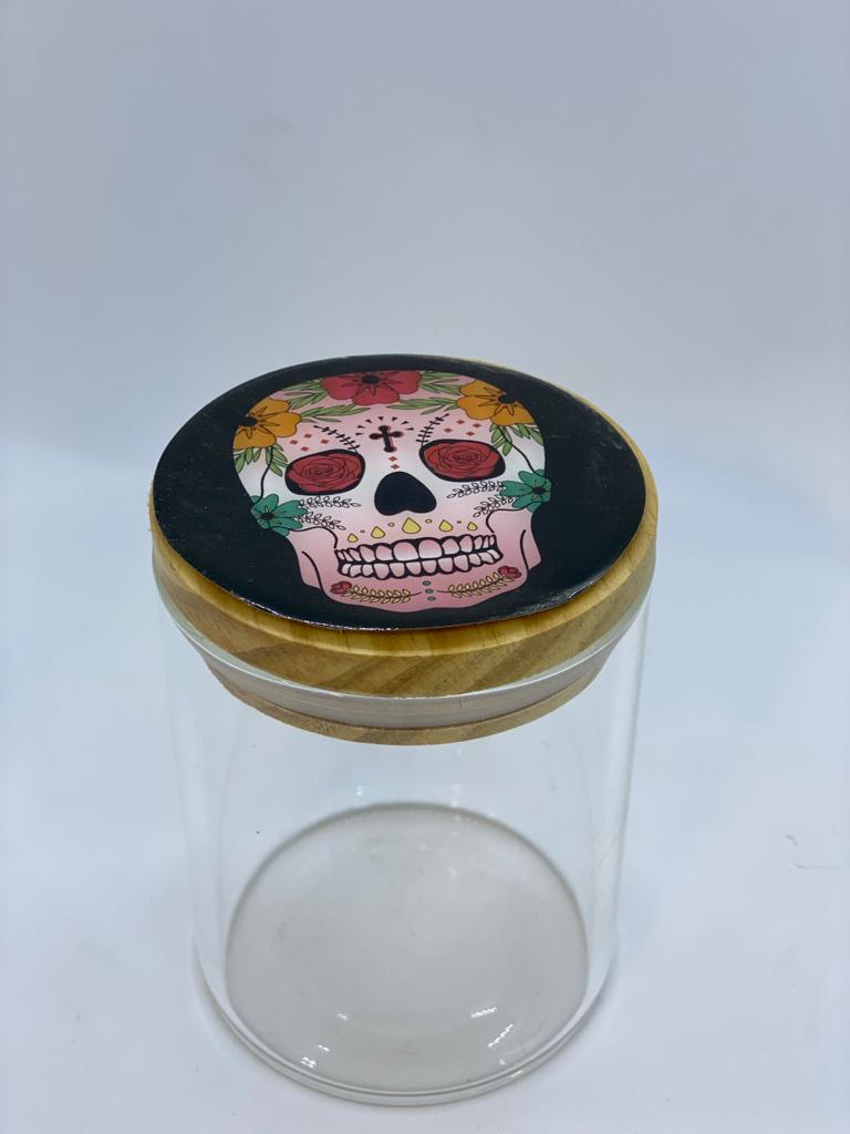 Glass skull design Container Jar 1 ct | item no.: 2241