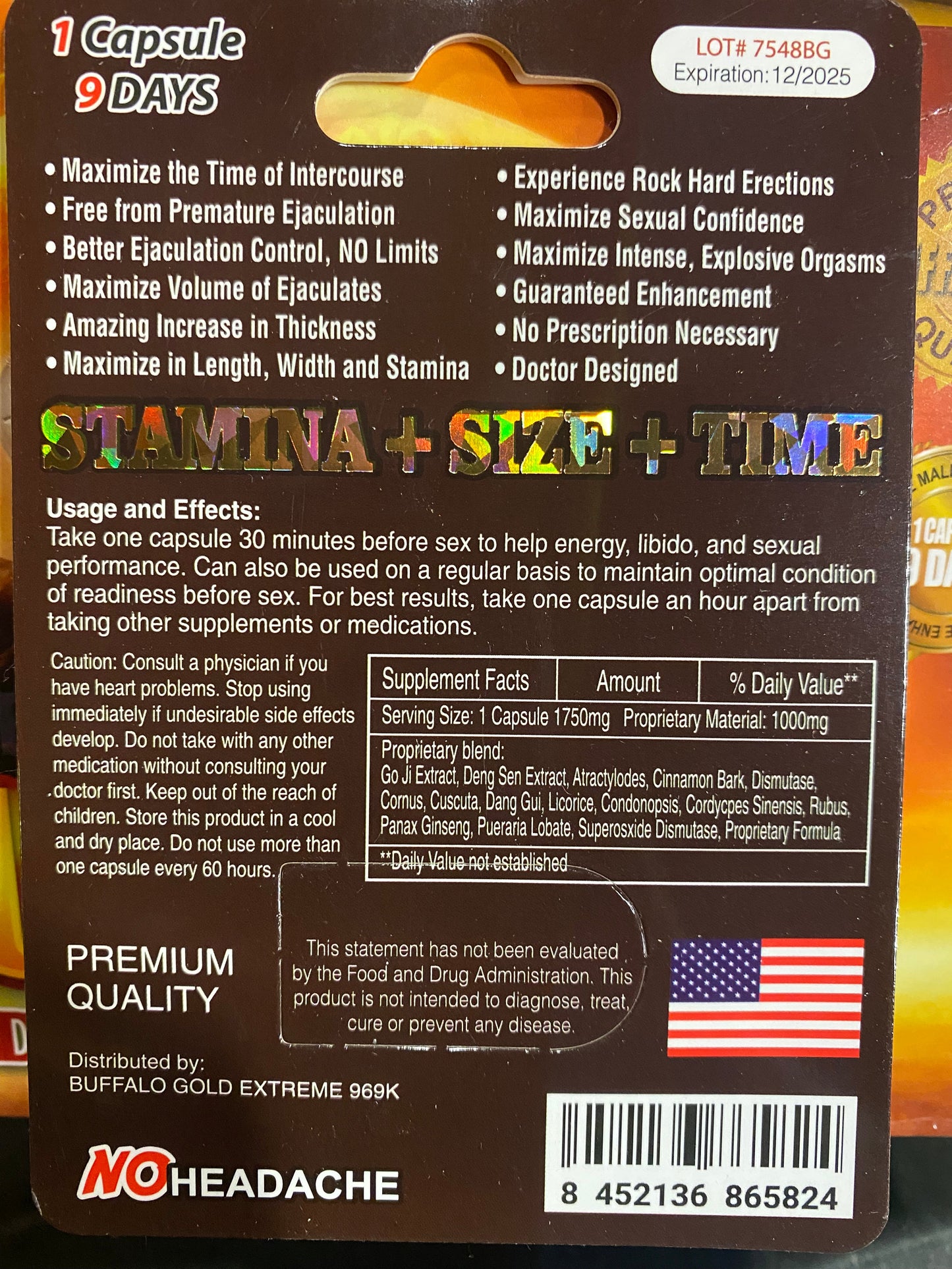 Buffalo Gold Extreme 959k Enhancement pill |Item No: 1354