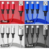 3-in-1 Braided USB Fast Charging Cable – 2.4A Lightning, USB-C & Micro-USB Charger | Item no.: 3010