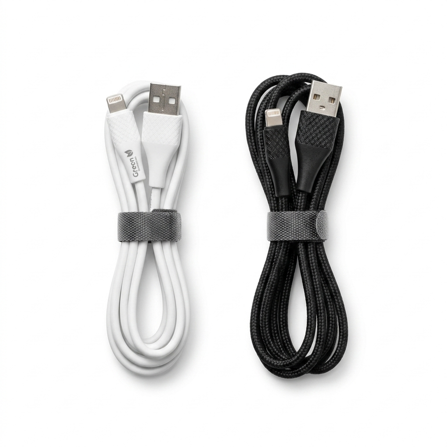 USB-A to Lightning Charging & Data Cable for iPhone – 3 FT & 6 FT, Black or White| Item No.: 323