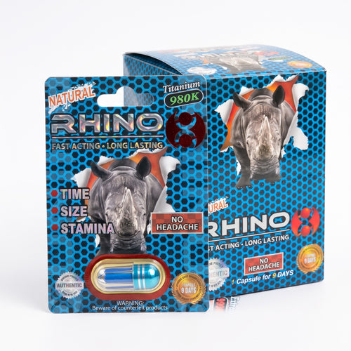 Rhino 8 -980k Capsule – Individually Sealed Adult Supplement Pack| Item No.: 508-8
