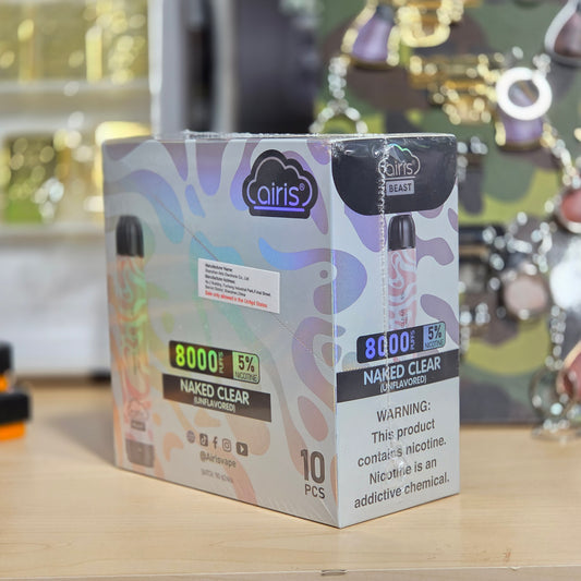Airis Beast 8000 Puffs 8ml Naked Clear 5% (10 pk)
