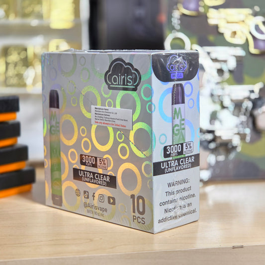 Airis Mega 3000 Puffs 5ml Ultra Clear 5% (10 pk)