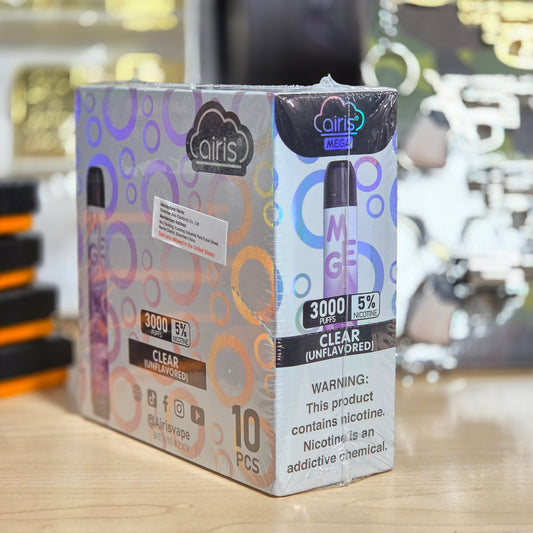 Airis Mega 3000 Puffs 5ml Clear 5% (10 pk)
