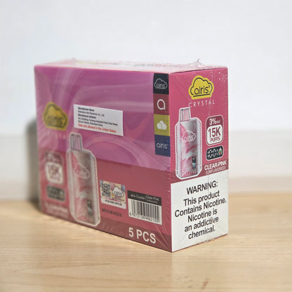 Airis Crystal 15000 Puffs 12ml Pink Clear 3% (5 pk)