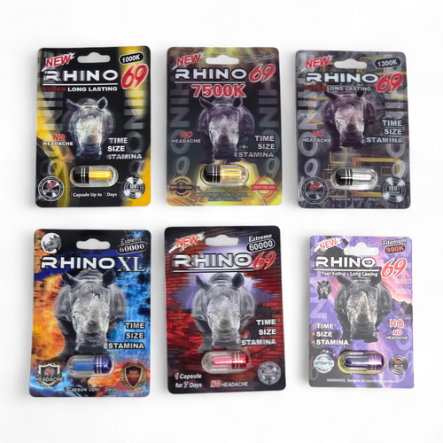 Rhino Assorted Capsule Collection – 6 Single-Capsule Adult Supplement Variants| Item No.: 3632