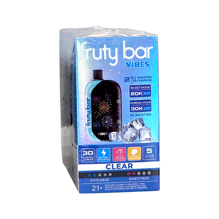 Fruity Bar Vibes 30K Puffs 14mL-3%(CLEAR)70 ML Box (5 pk)