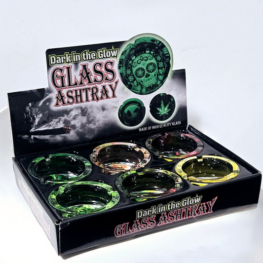 Glass Glow in the Dark Ashtray 6ct | Item no.: 2446