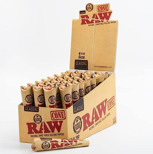 Raw Classic Cone 1 1/4 32ct per box | Item No: 107