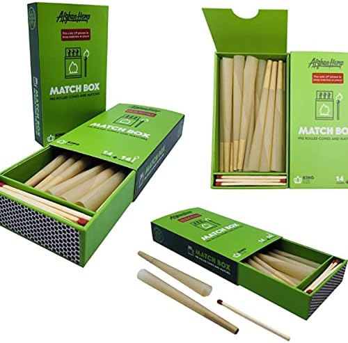 Match Box Afghan Hemp Pre Rolled King Size 14+16 Ct | Item No: 1161