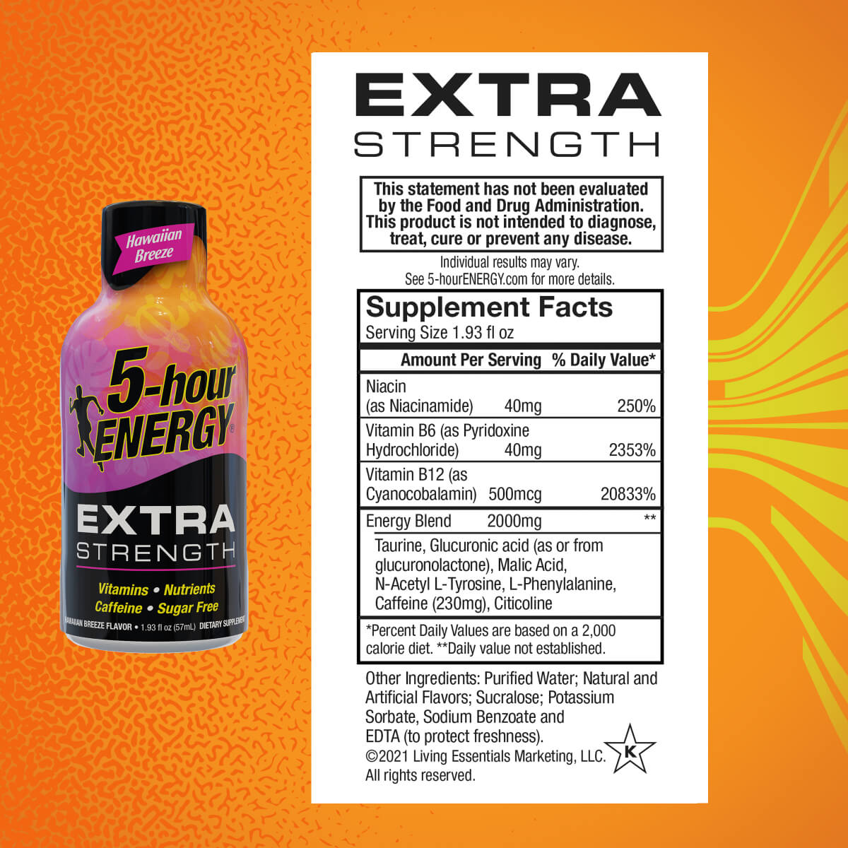 5 Hour Extra Strength Energy Shots- Hawaiian Breeze (12 per pack) | Item no.: 3425