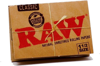 Raw Classic 1 1/2 Size Rolling Paper, 33 Count (Pack of 25) | Item No. 93