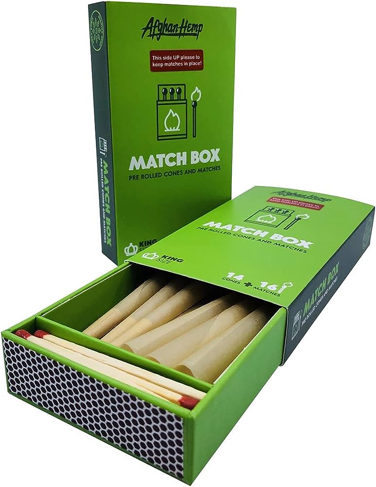 Match Box Afghan Hemp Pre Rolled King Size 14+16 Ct | Item No: 1161