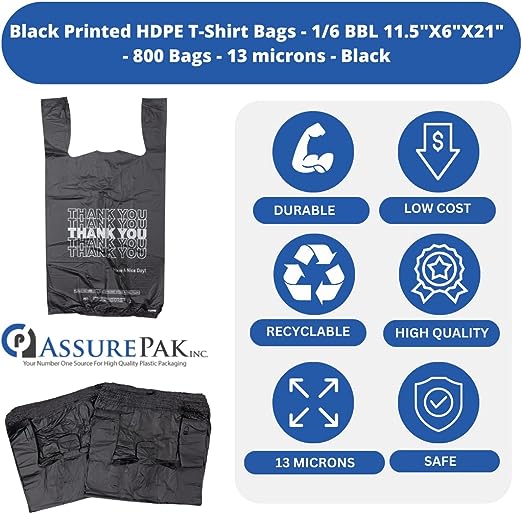 Kav Shopping Black Thank You Heavy-Duty Plastic bag | Item no.: 2125, 3260, 3261