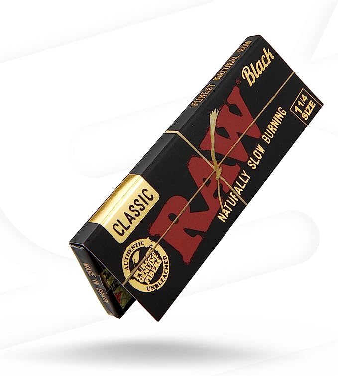 RAW Black 1 1/4 Rolling Papers | 24 Packs of 50 Artisan Papers per Pack | Item no.: 185