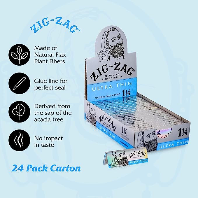 Zig Zag Ultra-Thin 1 1/4 rolling paper 24 ct. | Item no.: 82