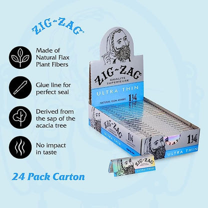 Zig Zag Ultra-Thin 1 1/4 rolling paper 24 ct. | Item no.: 82