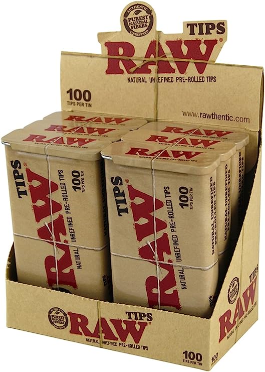 RAW Natural Unrefined 100 Tip Pre-Rolled Tin 6ct | Item No: 1844