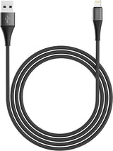 3ft Braided USB-A to Lightning Charging & Data Cable – Black| | Item No.: 1112