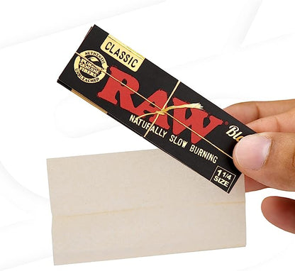 RAW Black 1 1/4 Rolling Papers | 24 Packs of 50 Artisan Papers per Pack | Item no.: 185