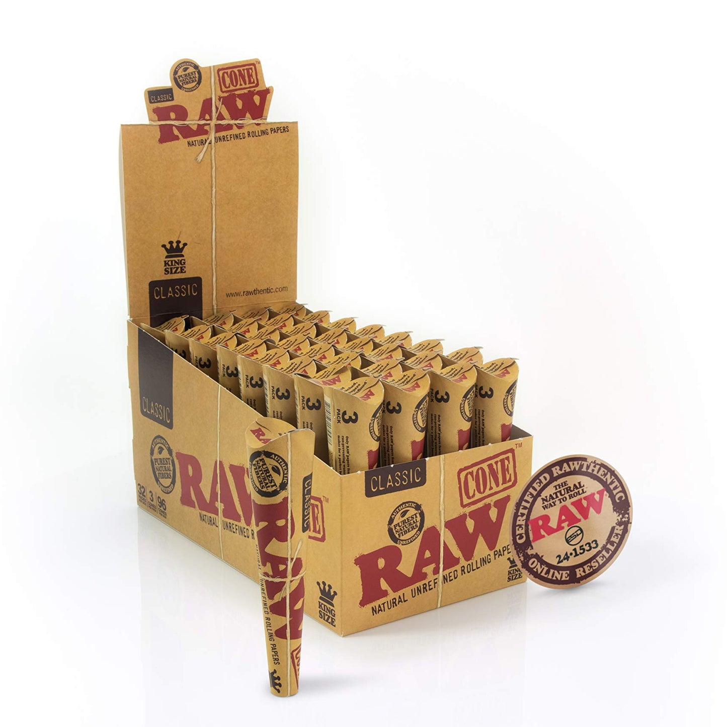 Raw Cone Classic King Size 32 ct Slow burning | Item No: 106