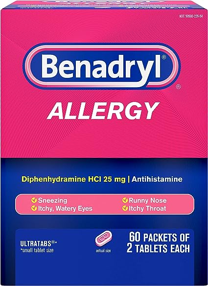 Benadryl Antihistamine Allergy 60 Packs of 2 Tablets | Item No: 60