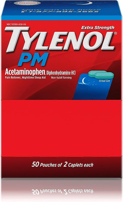 Tylenol PM Extra Strength, 50 Pouches of 2 Caplets | Item No: 71