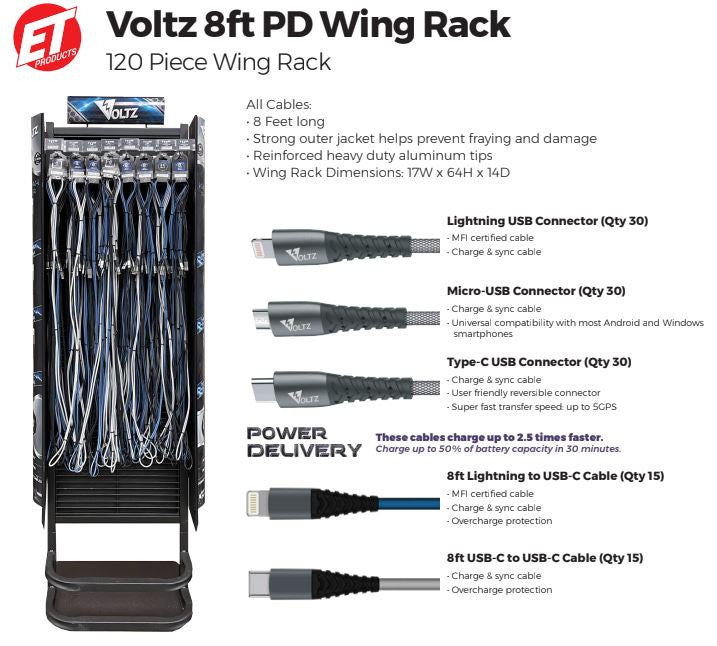 LED Phone Cable Display 120ct | Item no.: 528