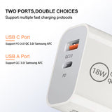 20W Dual-Port Fast Wall Charger – USB-C PD & USB-A QC 3.0 | White | Item no.: 3267