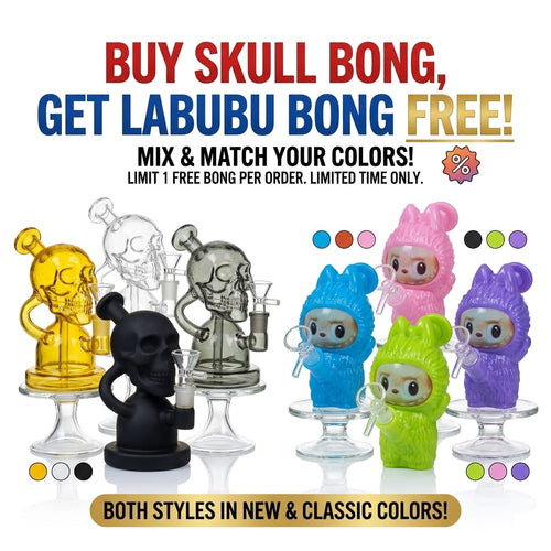 (Buy 1 Get 1 Free) Skull Small Glass Water Pipe 6'' | Item no.: 4001-S