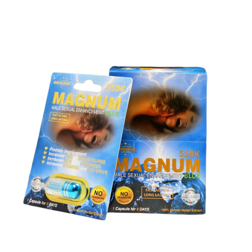 Magnum 550K Blue Capsule – Individually Sealed Adult Supplement Pack | Item No.: 3429