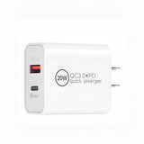 20W Dual-Port Fast Wall Charger – USB-C PD & USB-A QC 3.0 | White | Item no.: 3267