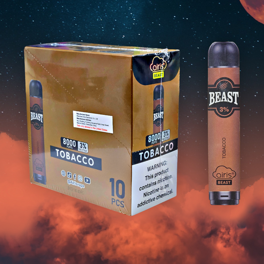 Airis Beast 8000 Puffs 8ml Tobacco 3% (10 pk)