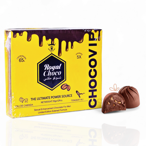 VIP Royal Choco Chocolate for Men – 65% Cocoa with Tongkat Ali, 12 Pieces (120g) | Item No.: 3628